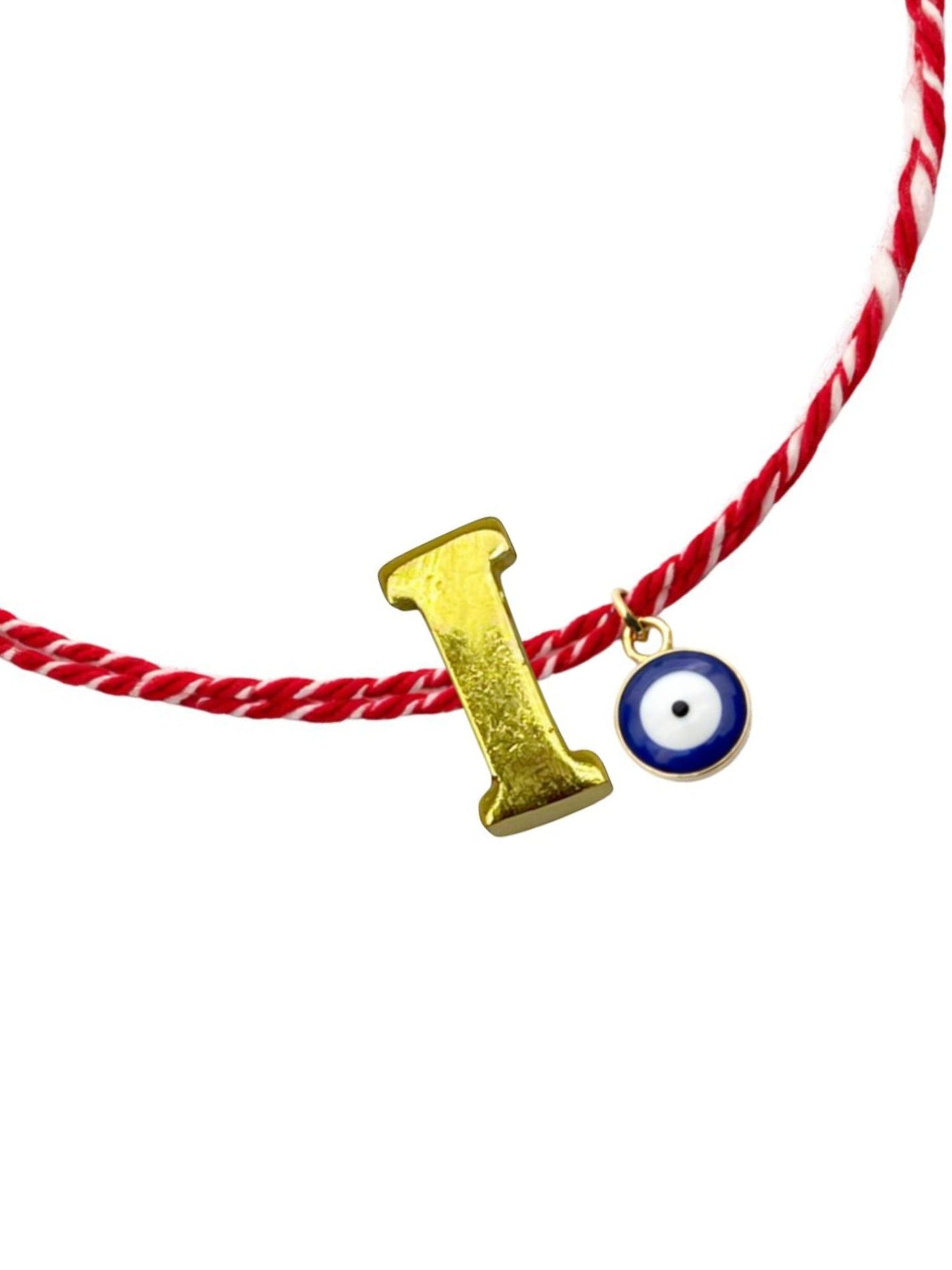 A TO Z Name Initial Letter Rakhi Bracelet With Dark Blue Evil Eye Charm for Bhai Bhaiya