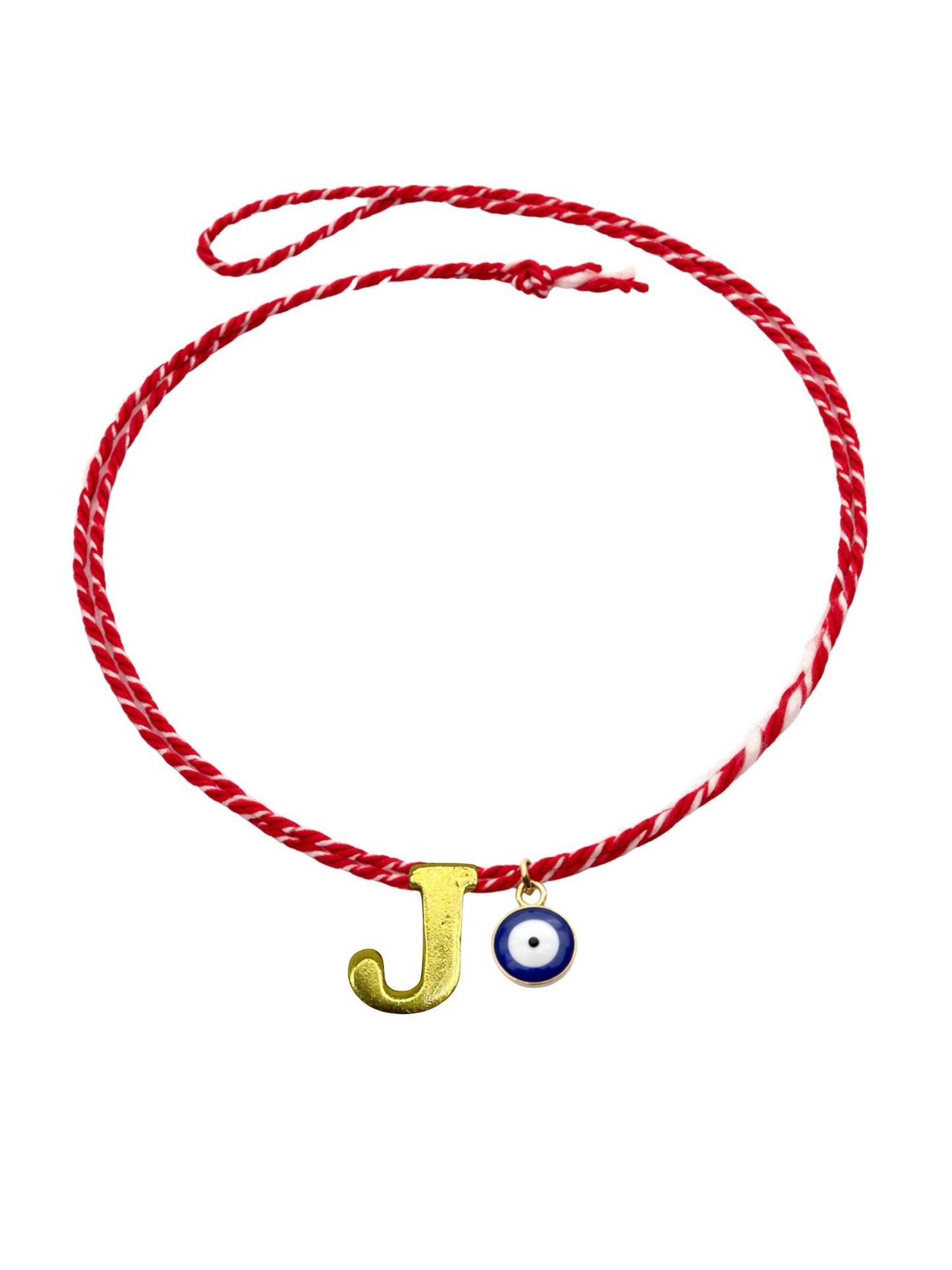 A TO Z Name Initial Letter Rakhi Bracelet With Dark Blue Evil Eye Charm for Bhai Bhaiya