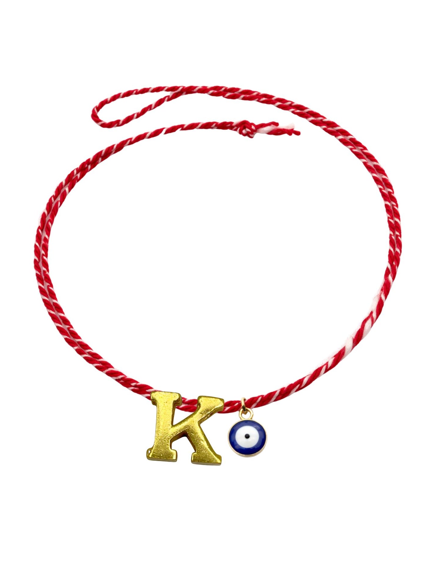 A TO Z Name Initial Letter Rakhi Bracelet With Dark Blue Evil Eye Charm for Bhai Bhaiya