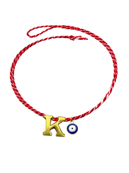 A TO Z Name Initial Letter Rakhi Bracelet With Dark Blue Evil Eye Charm for Bhai Bhaiya