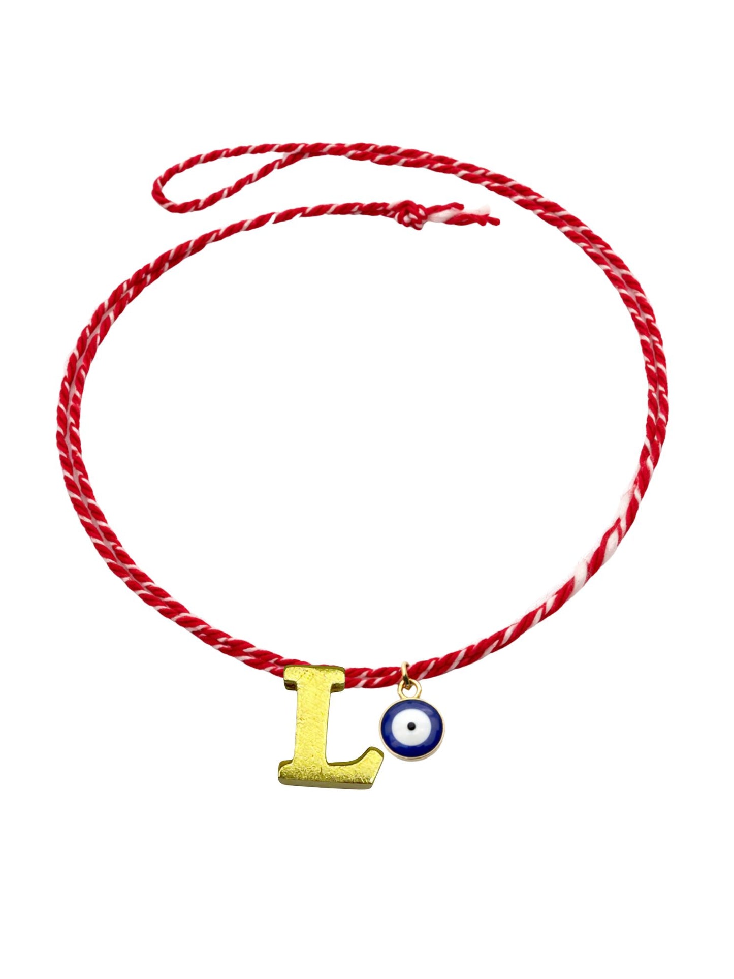 A TO Z Name Initial Letter Rakhi Bracelet With Dark Blue Evil Eye Charm for Bhai Bhaiya