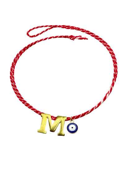 A TO Z Name Initial Letter Rakhi Bracelet With Dark Blue Evil Eye Charm for Bhai Bhaiya