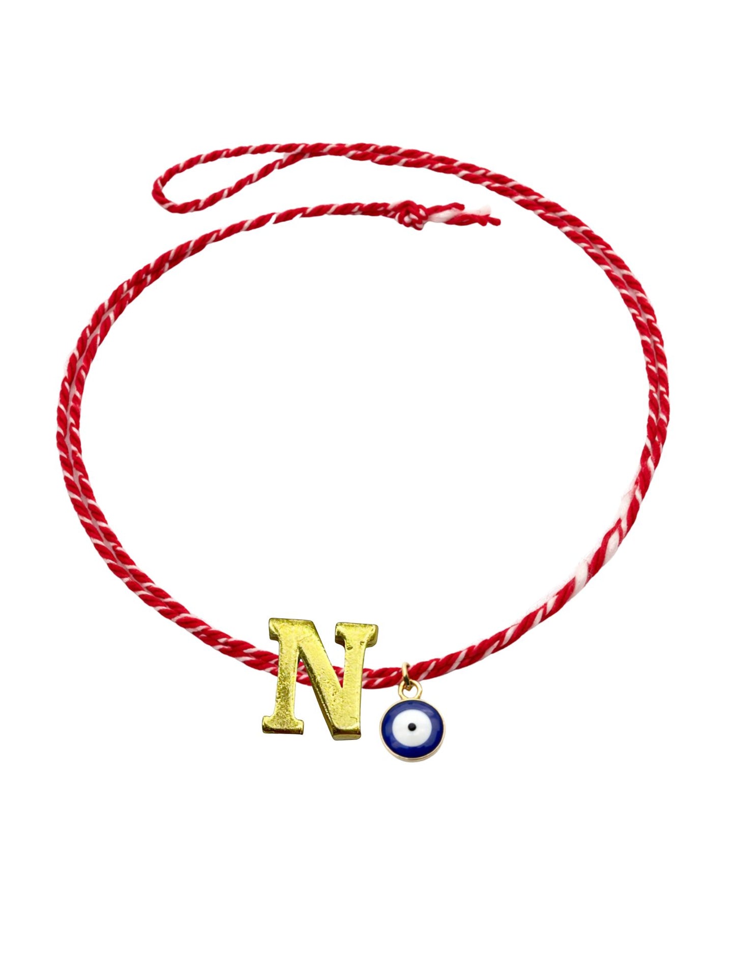 A TO Z Name Initial Letter Rakhi Bracelet With Dark Blue Evil Eye Charm for Bhai Bhaiya