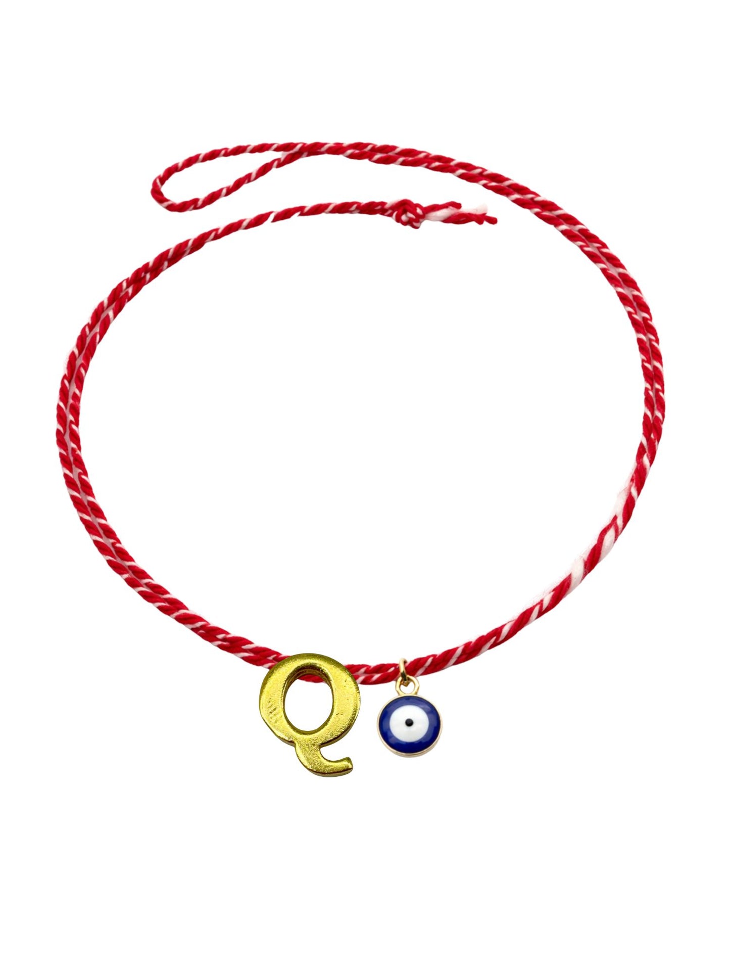 A TO Z Name Initial Letter Rakhi Bracelet With Dark Blue Evil Eye Charm for Bhai Bhaiya