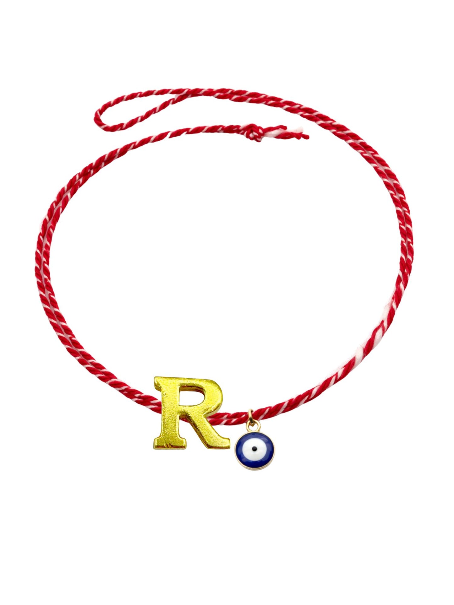 A TO Z Name Initial Letter Rakhi Bracelet With Dark Blue Evil Eye Charm for Bhai Bhaiya