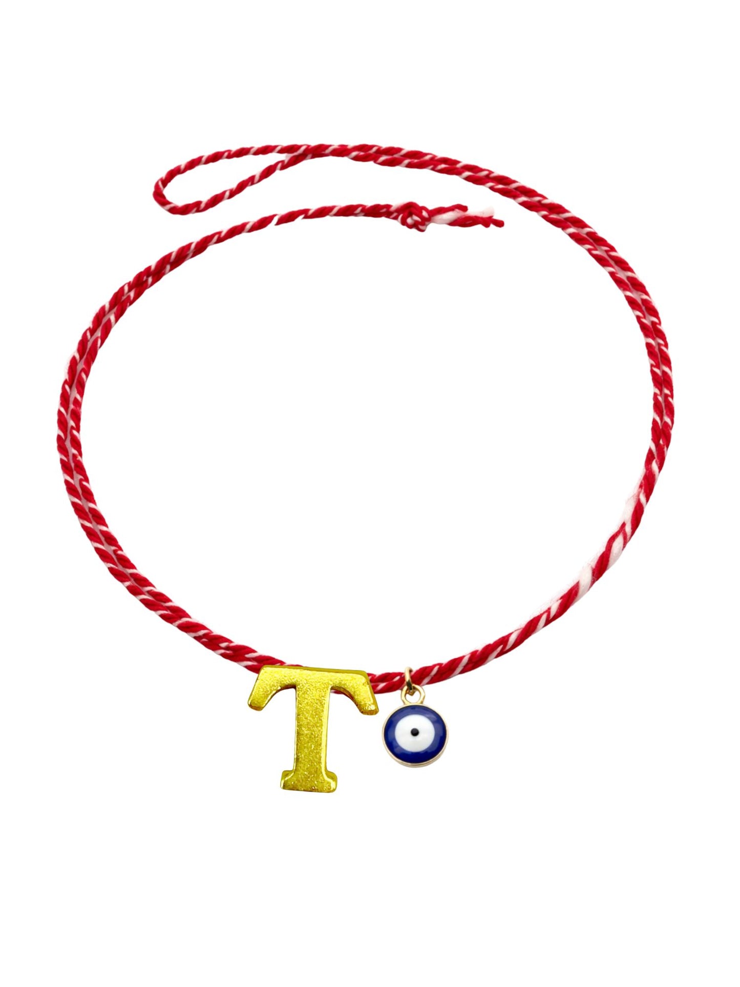 A TO Z Name Initial Letter Rakhi Bracelet With Dark Blue Evil Eye Charm for Bhai Bhaiya