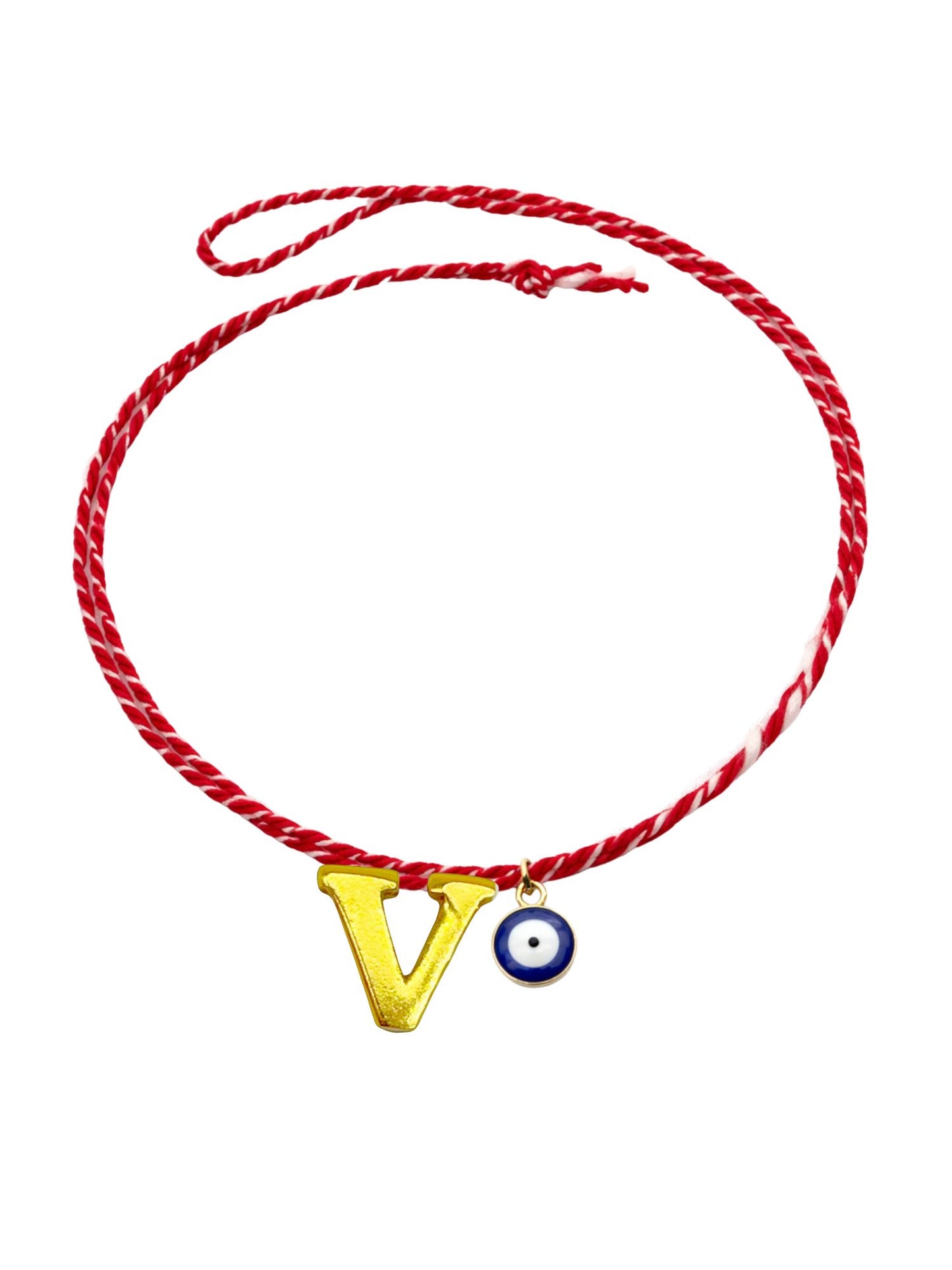 A TO Z Name Initial Letter Rakhi Bracelet With Dark Blue Evil Eye Charm for Bhai Bhaiya