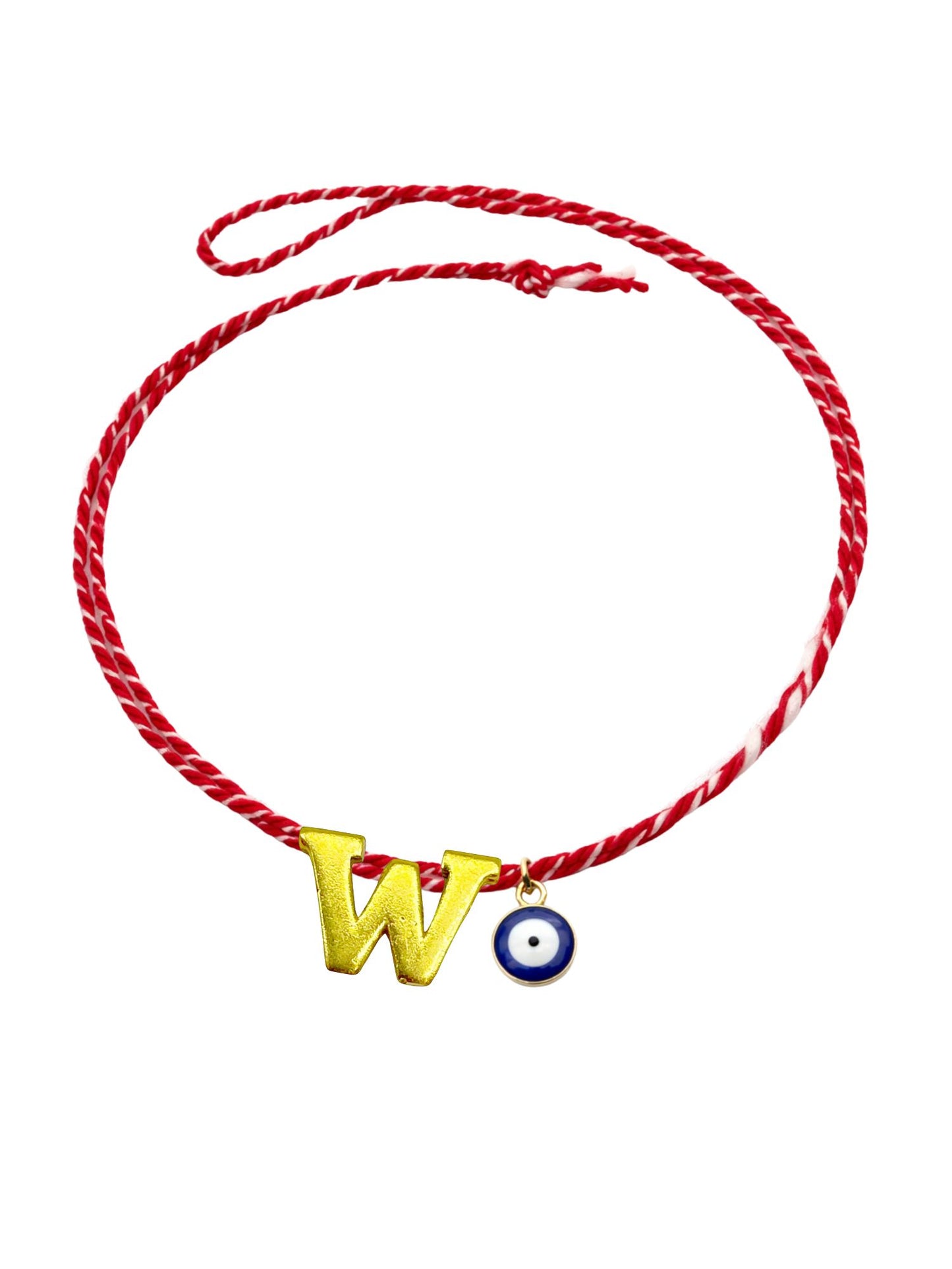 A TO Z Name Initial Letter Rakhi Bracelet With Dark Blue Evil Eye Charm for Bhai Bhaiya
