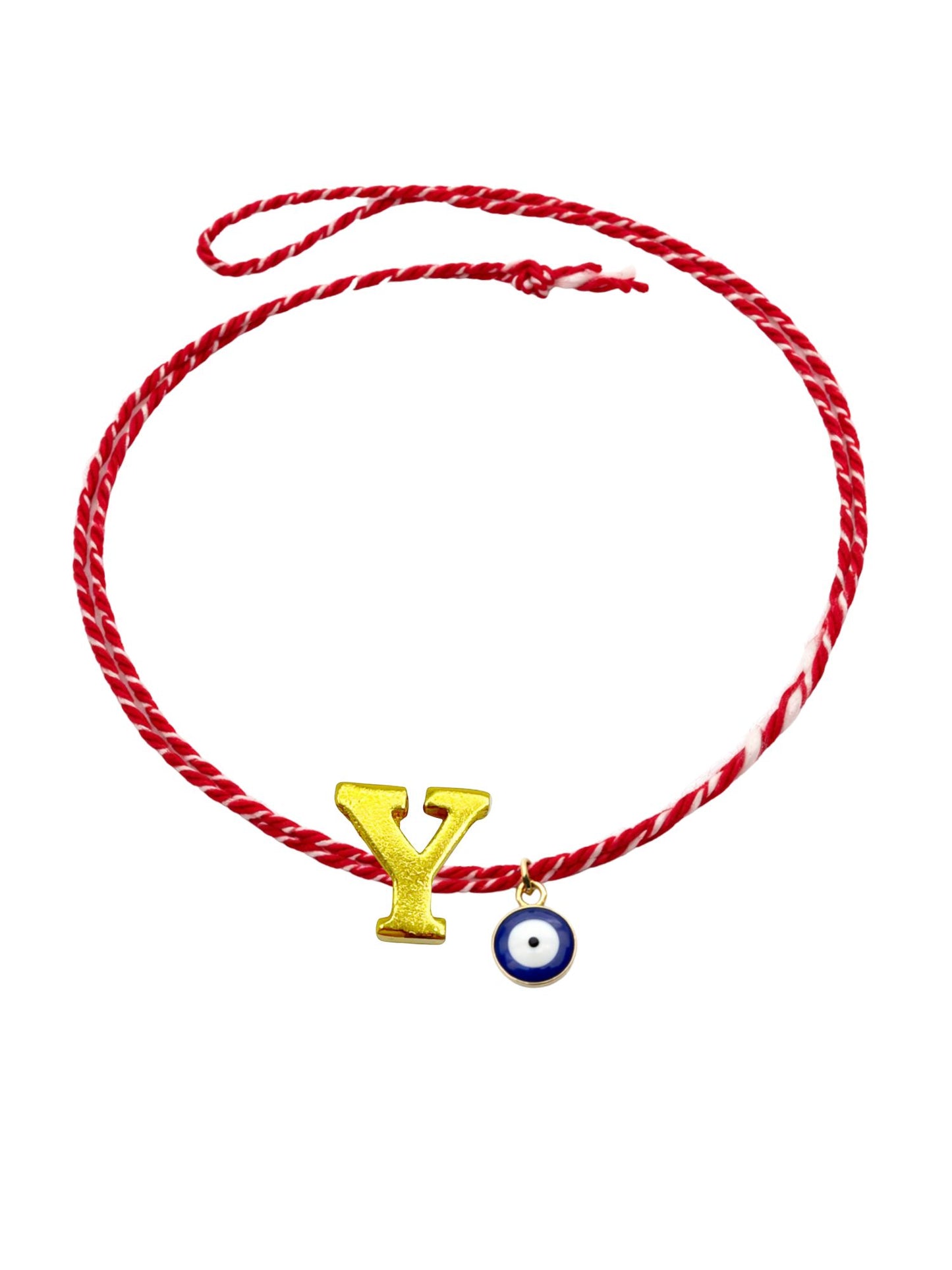 A TO Z Name Initial Letter Rakhi Bracelet With Dark Blue Evil Eye Charm for Bhai Bhaiya