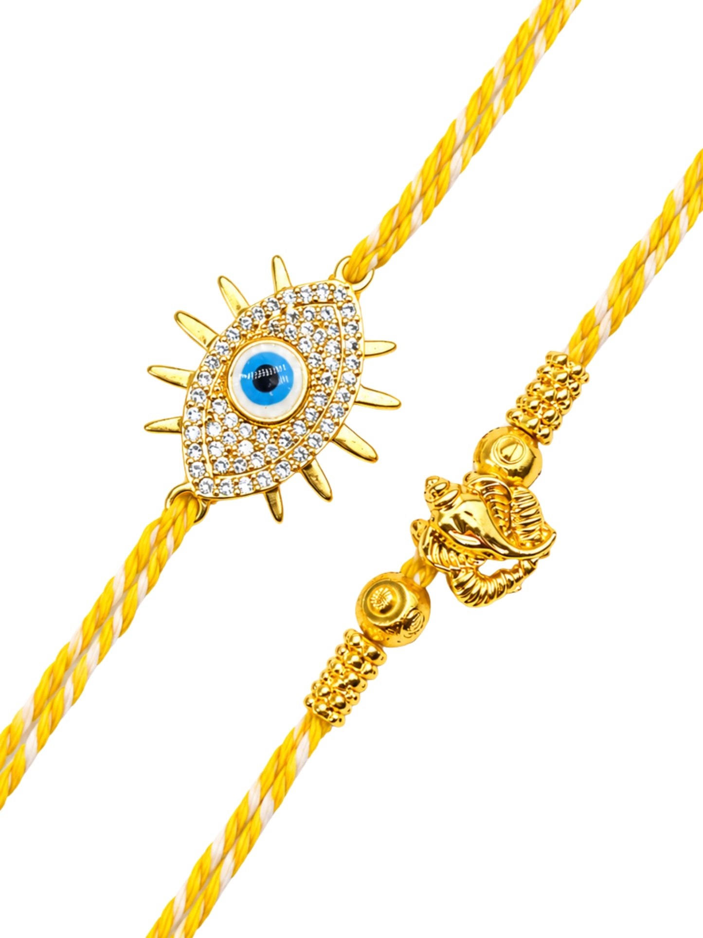 (Set of 2) Evil Eye Ganesha Rakhi Bracelet Bhai Bhaiya Bro