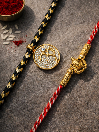 (Set of 2) Ganesha Om Rakhi Bracelet For Bhai Bhaiya Bro