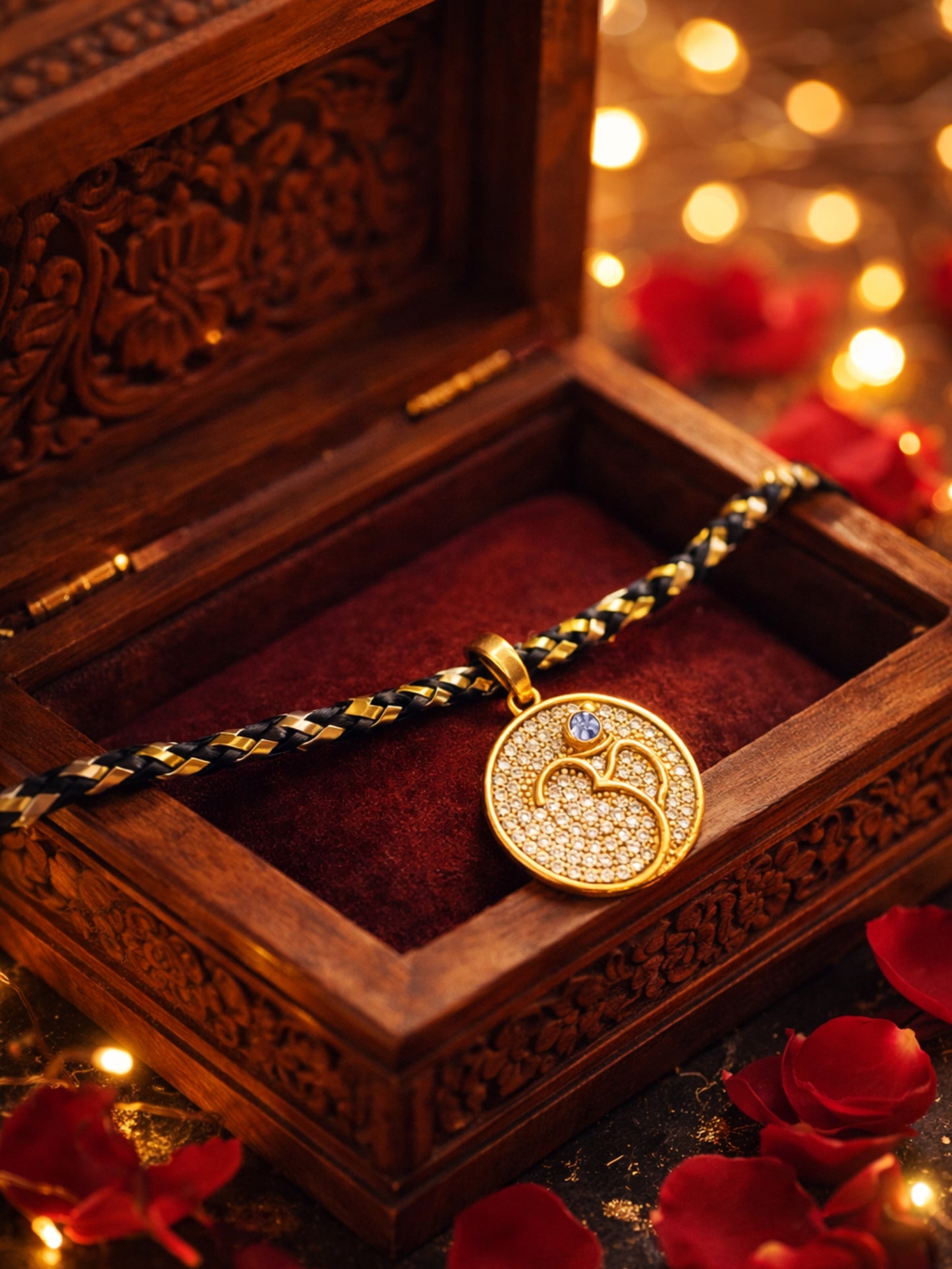 Gold-Plated OM Pendant Rakhi Bracelet Bhai Bhaiya Bro