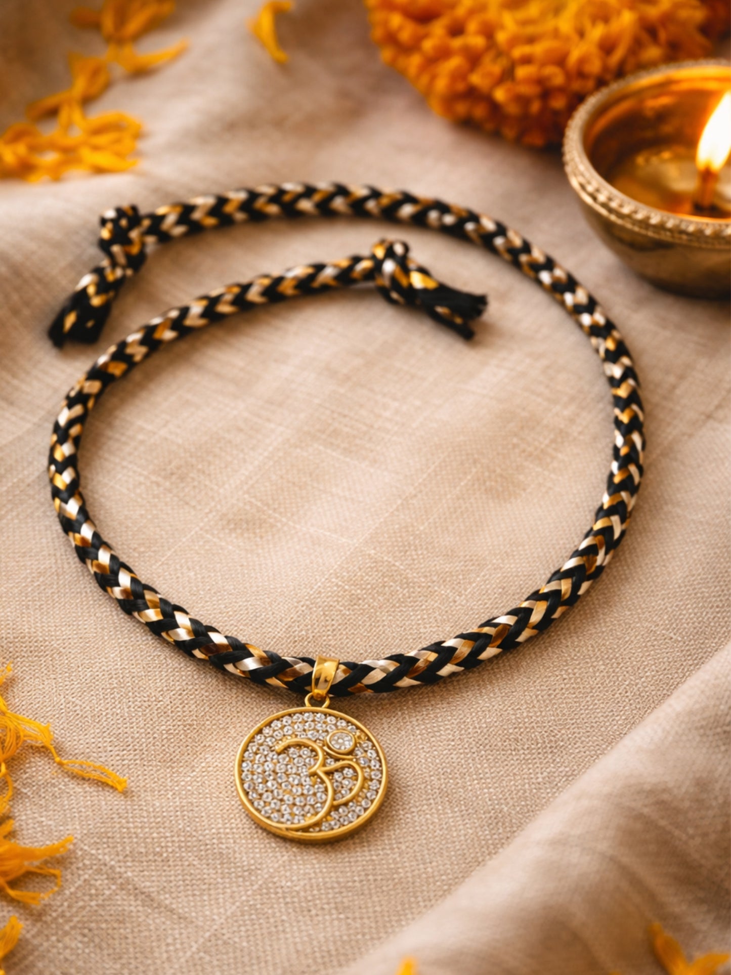 Gold-Plated OM Pendant Rakhi Bracelet Bhai Bhaiya Bro