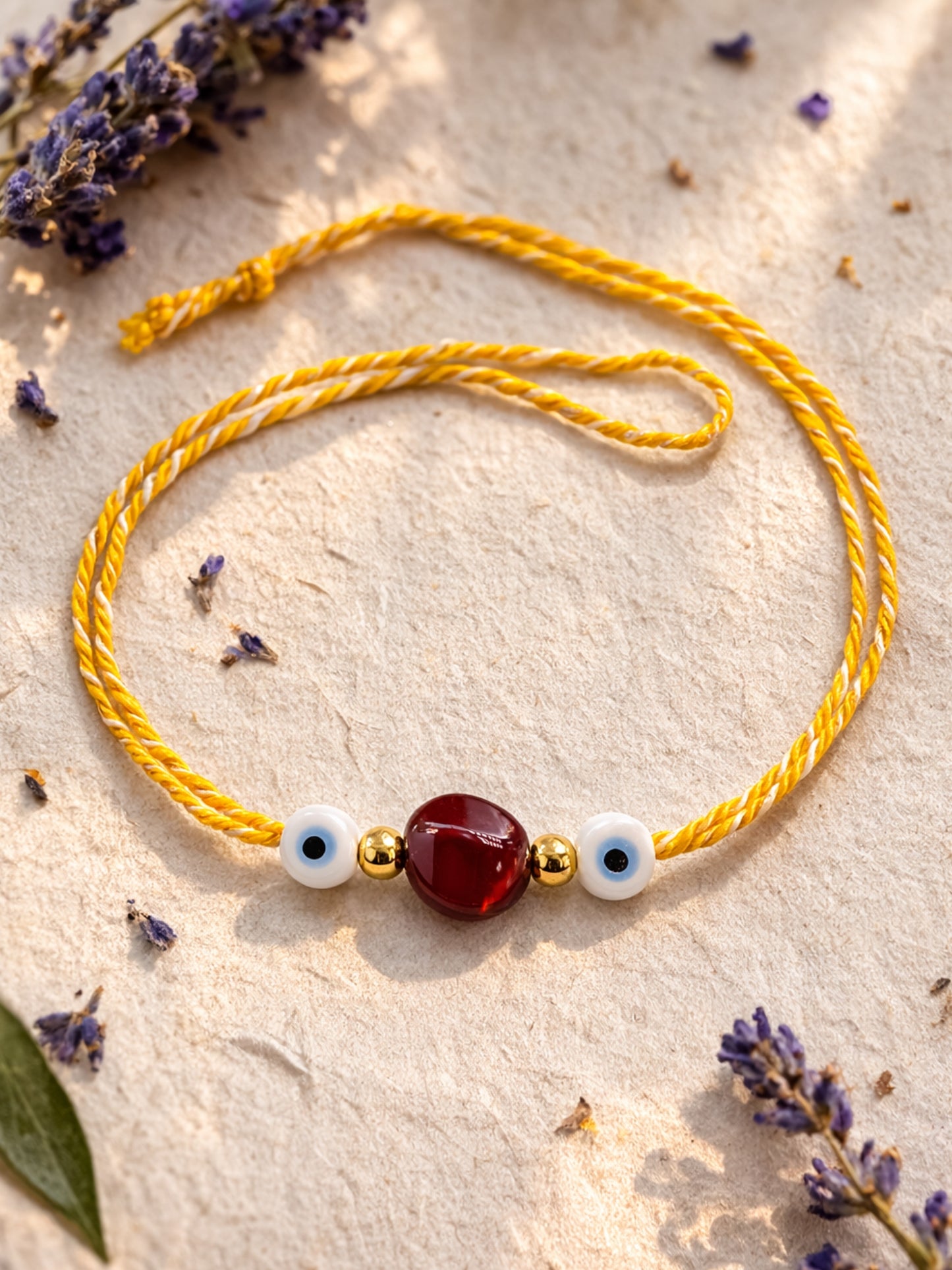 Gold-Plated Beads/Evil Eye Charm Rakhi Bracelet for Bhai Bhaiya Bro