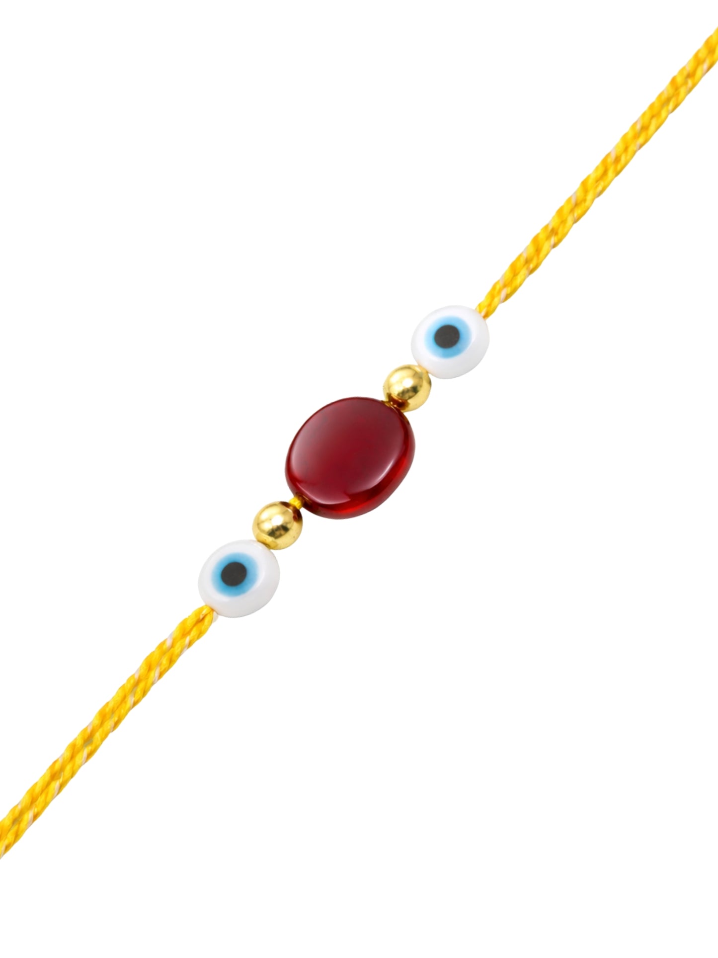 Gold-Plated Beads/Evil Eye Charm Rakhi Bracelet for Bhai Bhaiya Bro