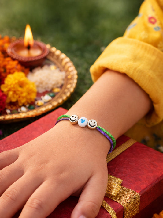 Smiley Heart Kids Rakhi Bracelet For Bhaiya Bro