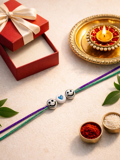 Smiley Heart Kids Rakhi Bracelet For Bhaiya Bro
