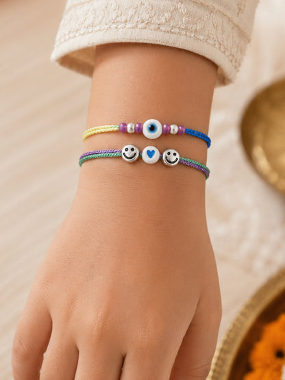 (Set of 2) Evil Eye Smiley Rakhi Bracelet For Bhai Bhaiya Bro