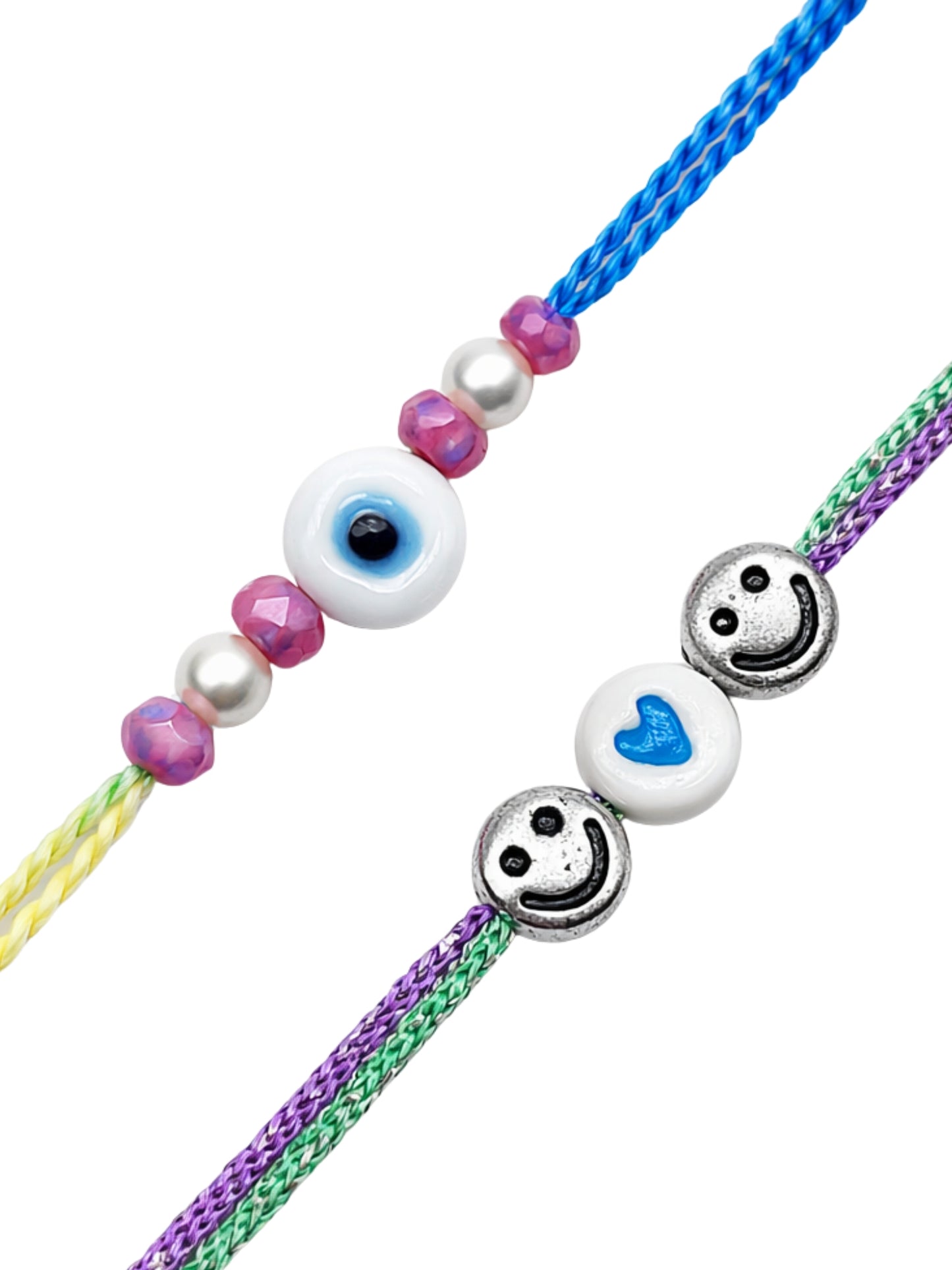 (Set of 2) Evil Eye Smiley Rakhi Bracelet For Bhai Bhaiya Bro
