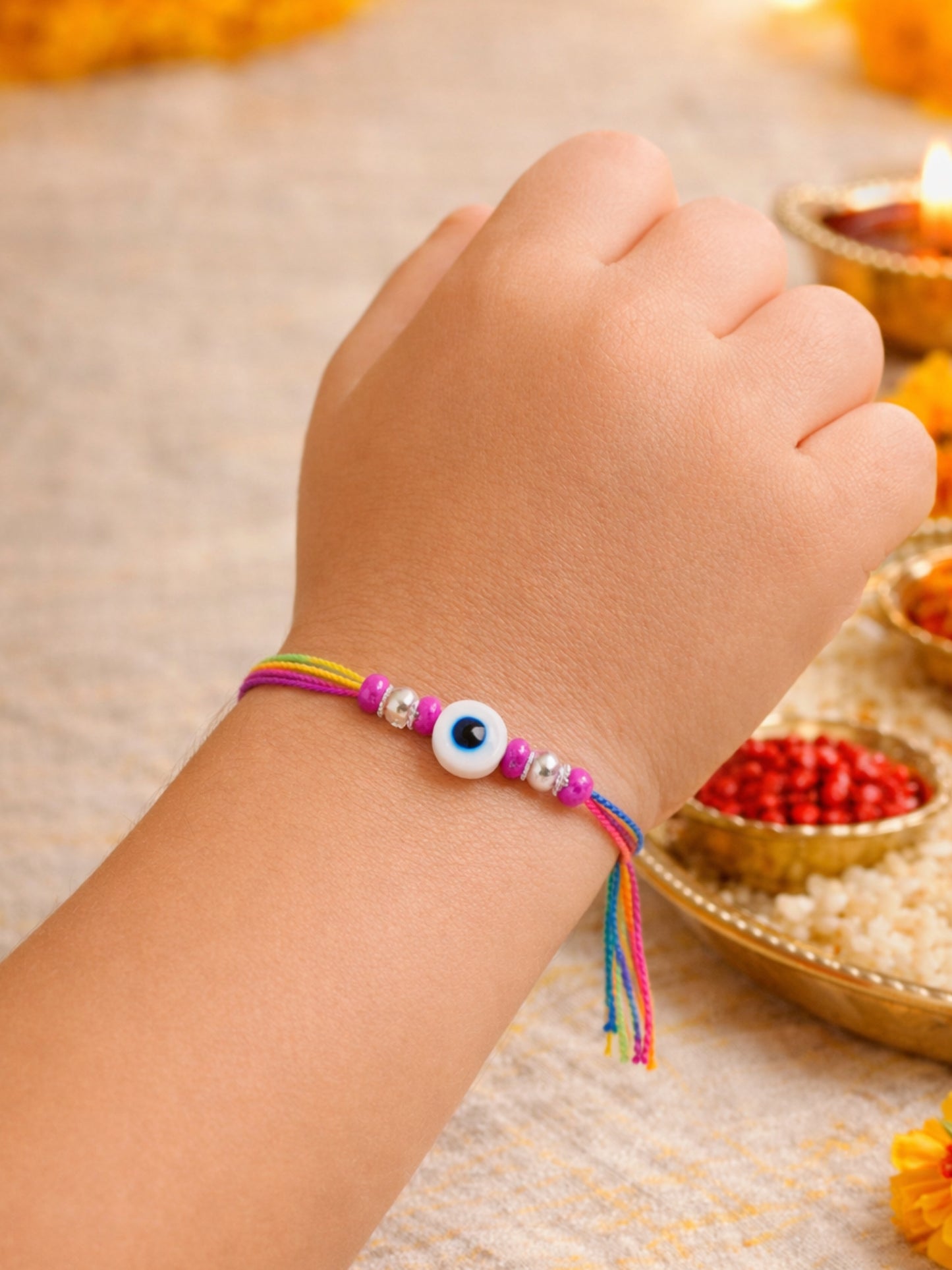 Evil Eye Charm Kids Rakhi Bracelet For Bhai Bhaiya Bro
