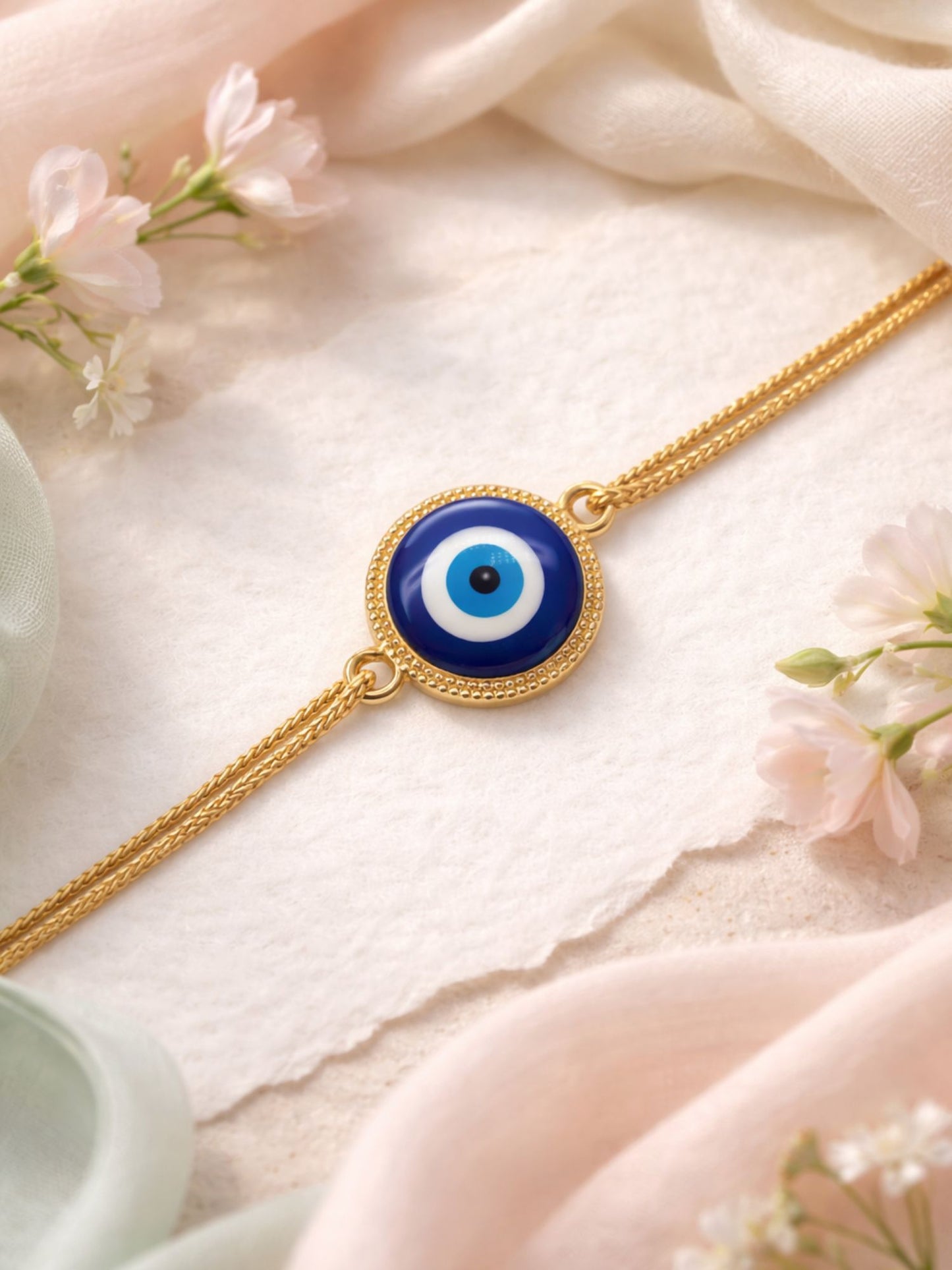 Blue Evil Eye Charm Bracelet Rakhi For Bhai Bhaiya Bro
