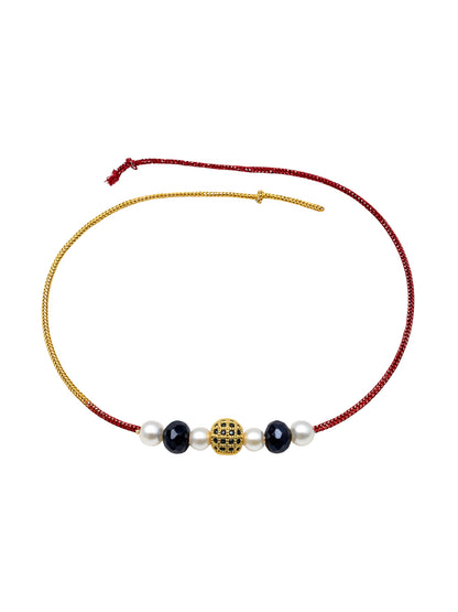 (Set of 2) Evil Eye Black Ball Bracelet Rakhi For Bhai Bhaiya Bro