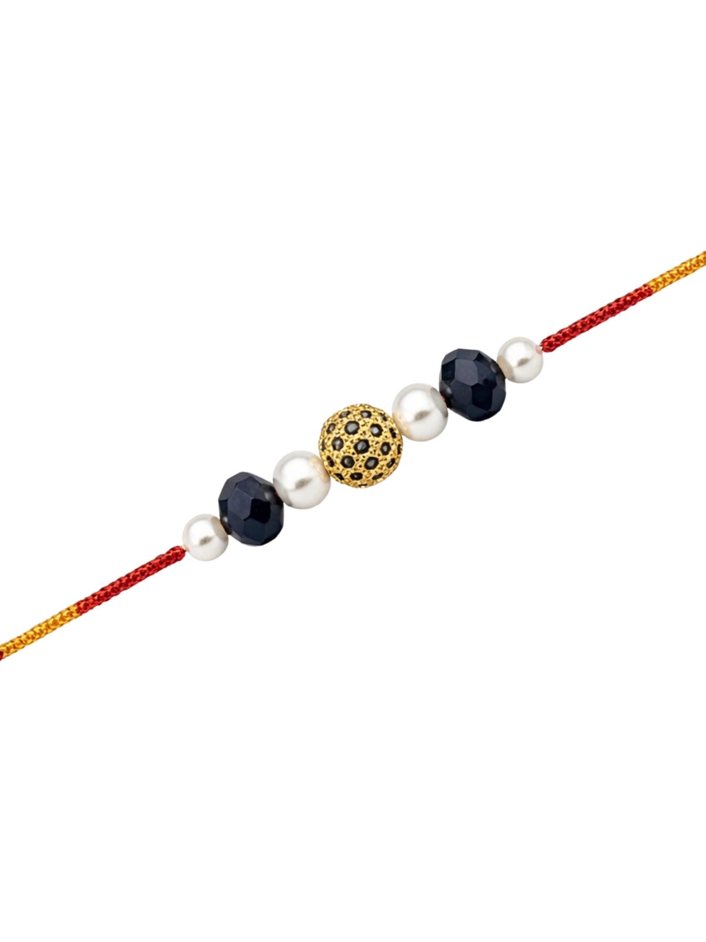 Black Ball With Pearl Bracelet Rakhi For Bhai Bhaiya Bro