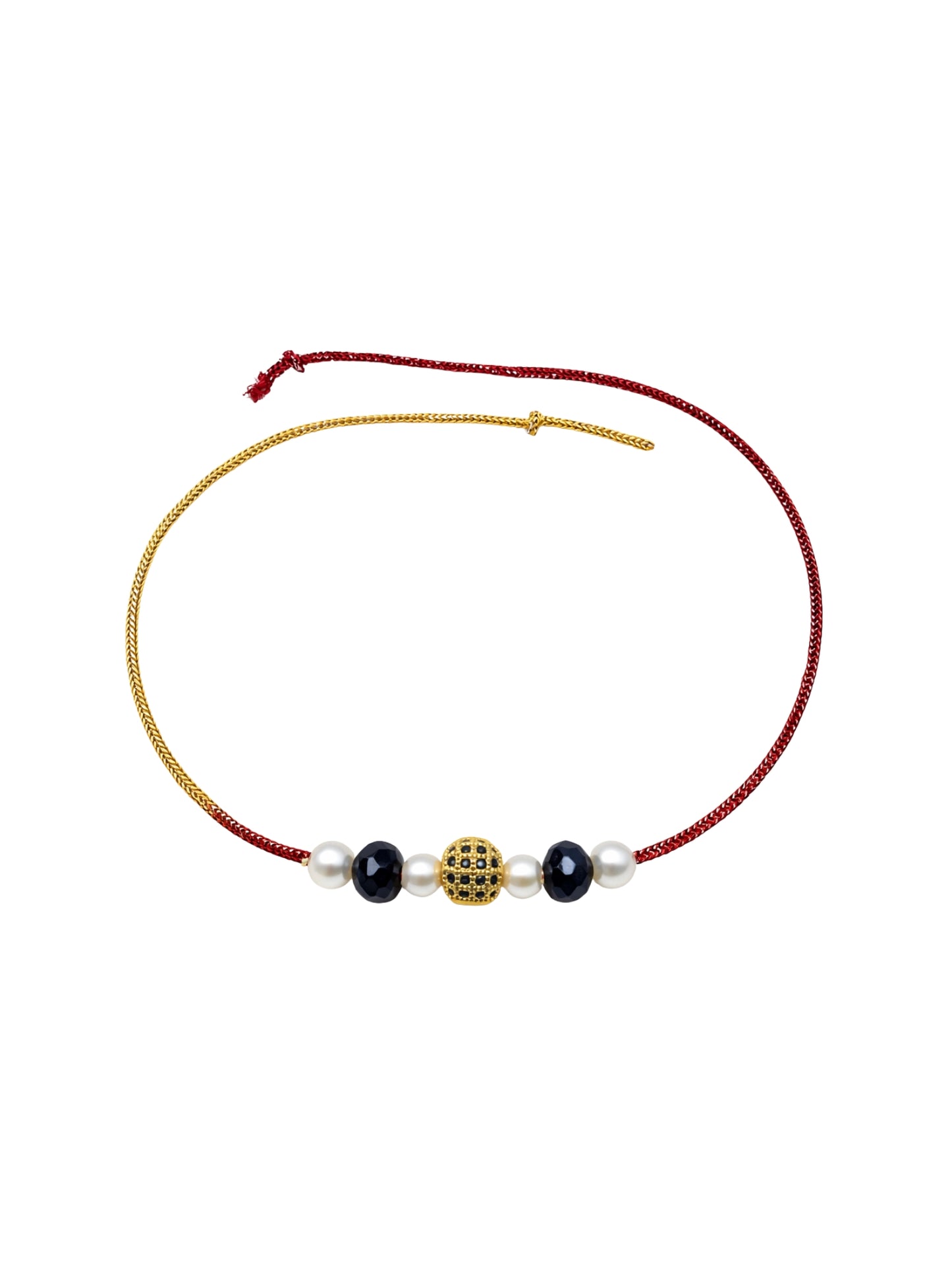 Black Ball With Pearl Bracelet Rakhi For Bhai Bhaiya Bro