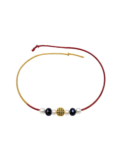 Black Ball With Pearl Bracelet Rakhi For Bhai Bhaiya Bro