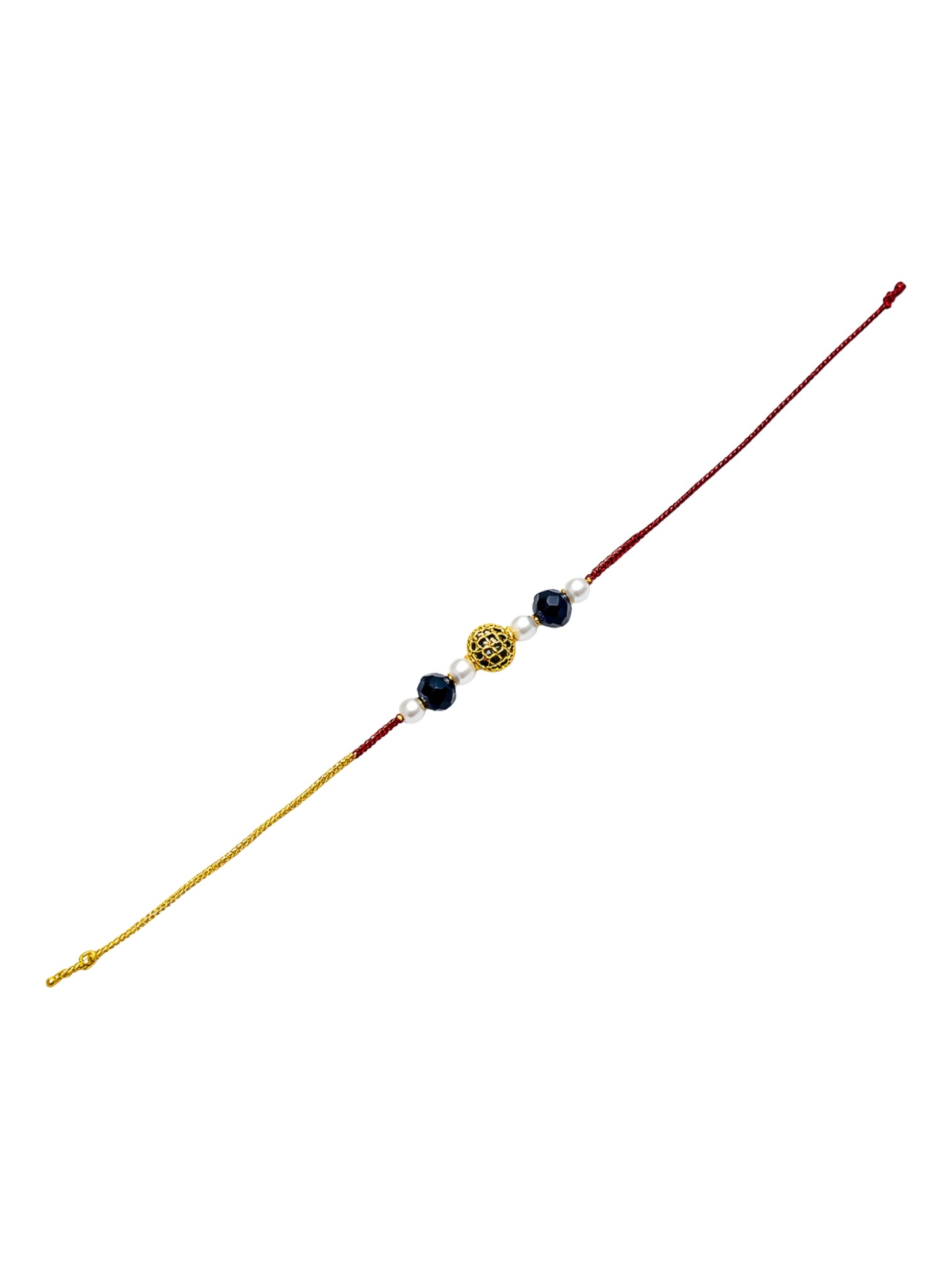 Black Ball With Pearl Bracelet Rakhi For Bhai Bhaiya Bro