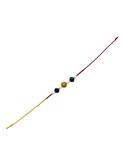 Black Ball With Pearl Bracelet Rakhi For Bhai Bhaiya Bro