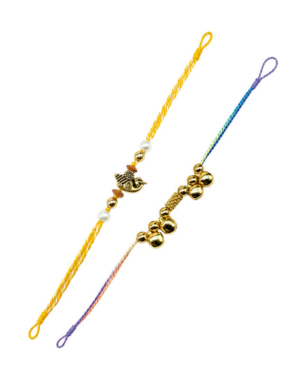 (Set of 2) Ganesha Pearl Rakhi Bracelet for Bhai Bhaiya Bro