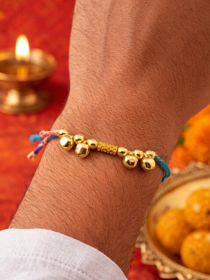 Multicolor Thread Drop Charm Rakhi Bracelet For Bhai Bhaiya Bro