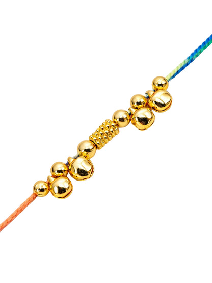 Multicolor Thread Drop Charm Rakhi Bracelet For Bhai Bhaiya Bro