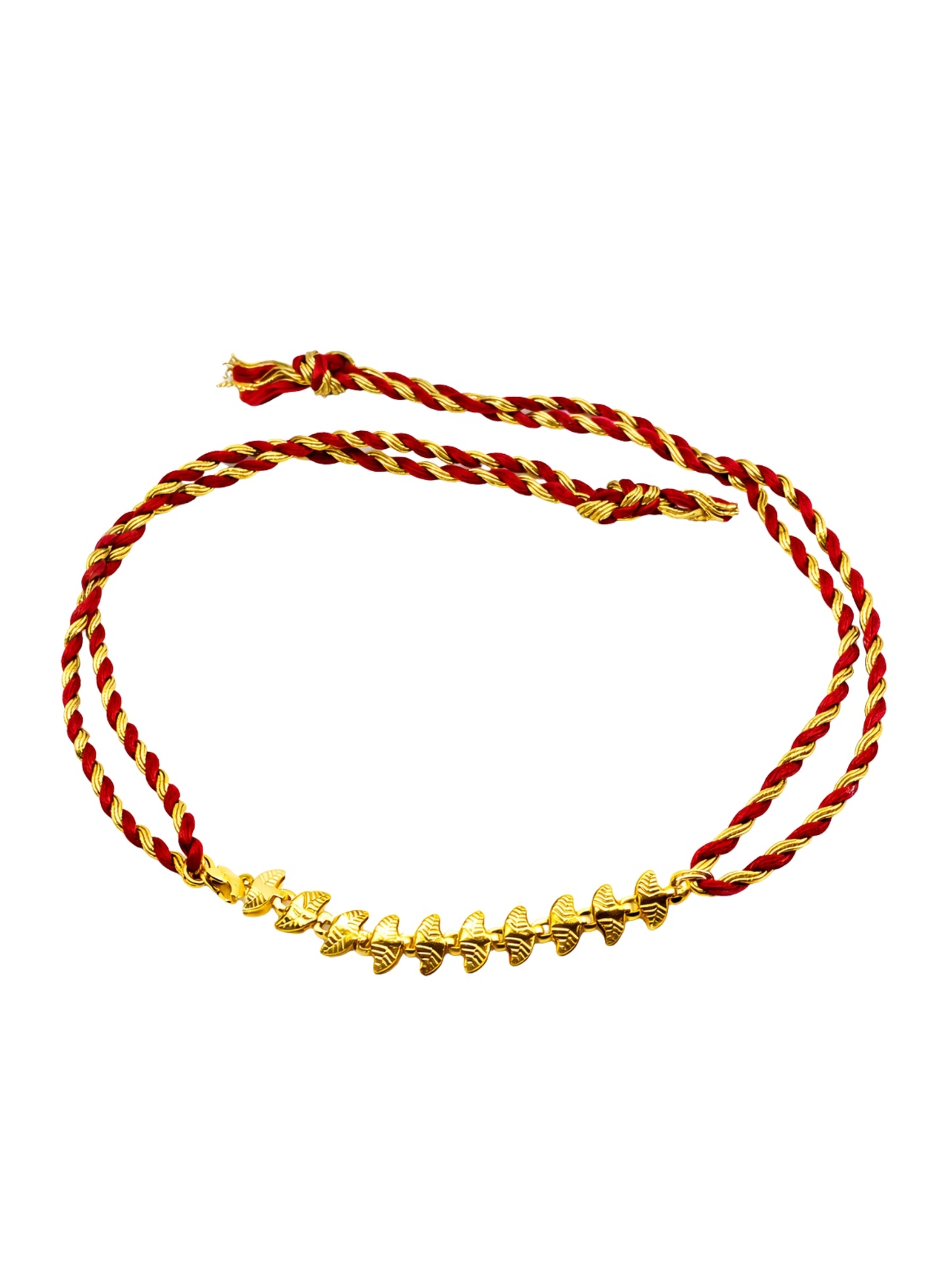 (Set of 2) Gold Leaf Chain Pearl Rakhi Bracelet for Bhai Bhaiya Bro