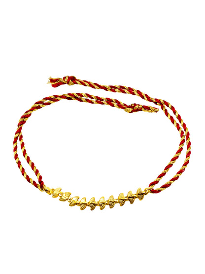 (Set of 2) Gold Leaf Chain Pearl Rakhi Bracelet for Bhai Bhaiya Bro
