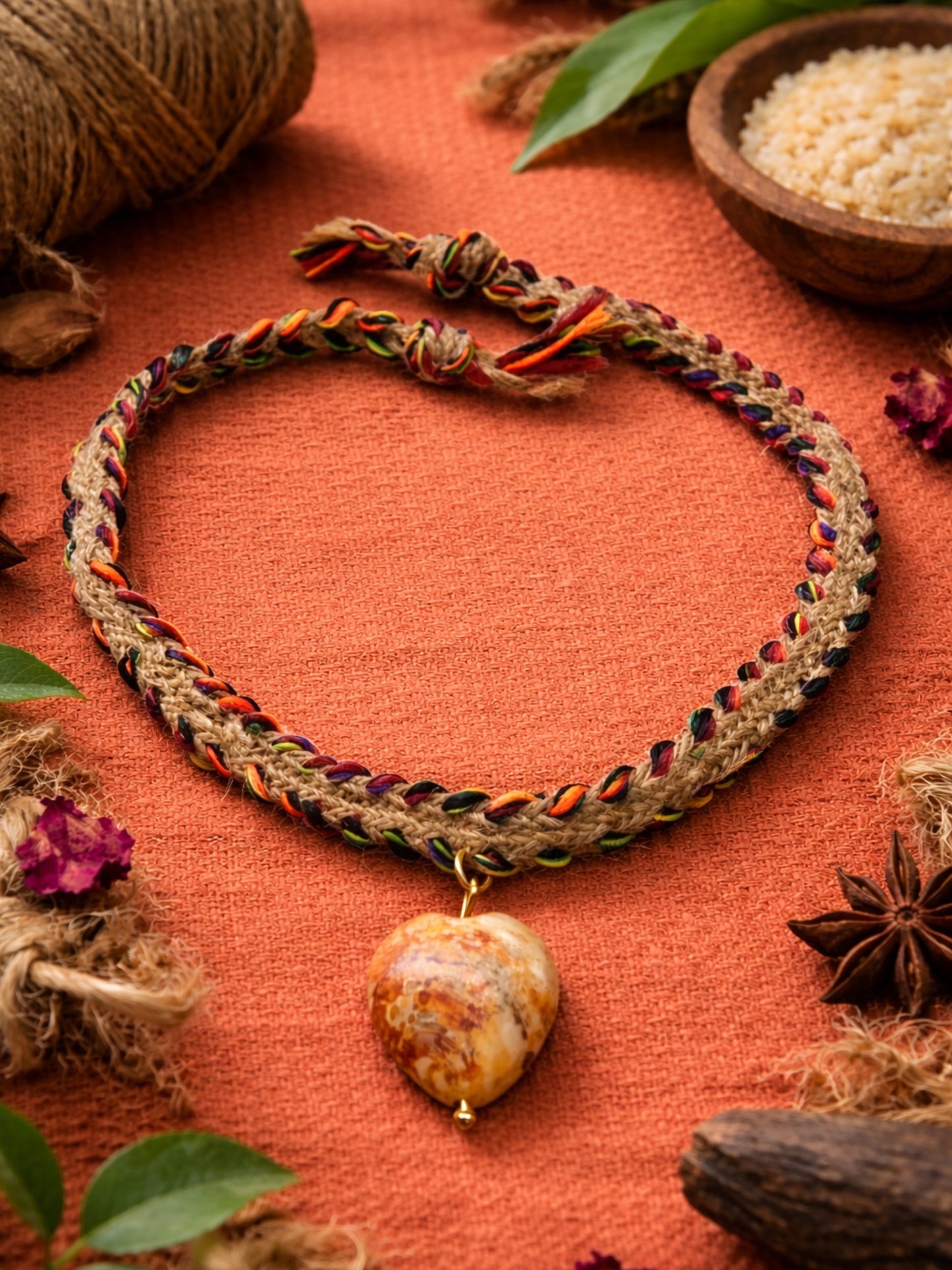 Carnelian Stone Heart Rakhi Bracelet For Bhai Bhaiya Bro