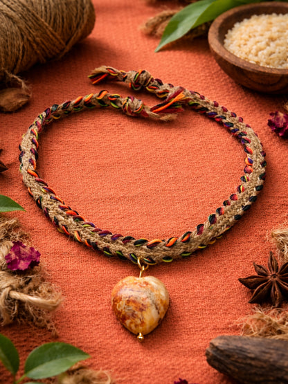 Carnelian Stone Heart Rakhi Bracelet For Bhai Bhaiya Bro