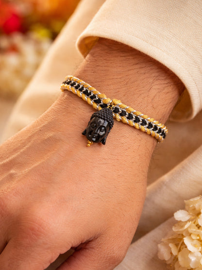 Black Buddha Rakhi Bracelet For Bhai Bhaiya Bro
