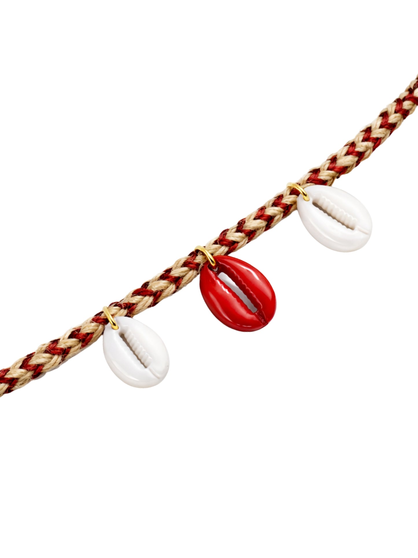 Jute Red Thread Cowrie Shell Rakhi Bracelet For Bhai Bhaiya Bro