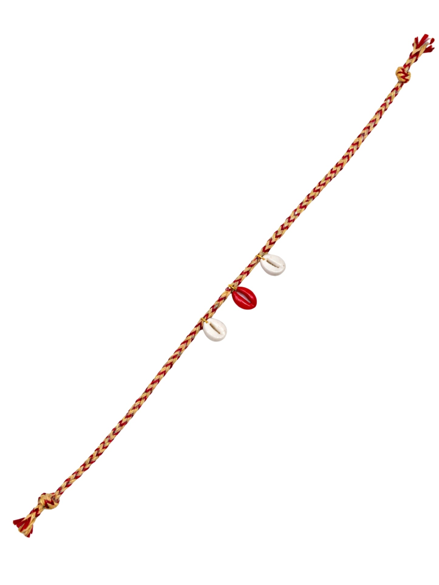 Jute Red Thread Cowrie Shell Rakhi Bracelet For Bhai Bhaiya Bro