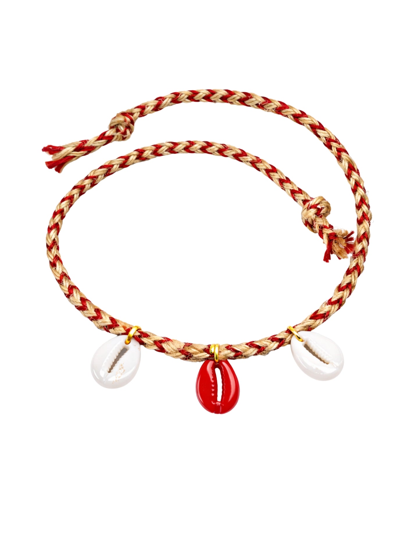 (Set of 2) Red Buddha Cowrie Shell Rakhi Bracelet for Bhai Bro