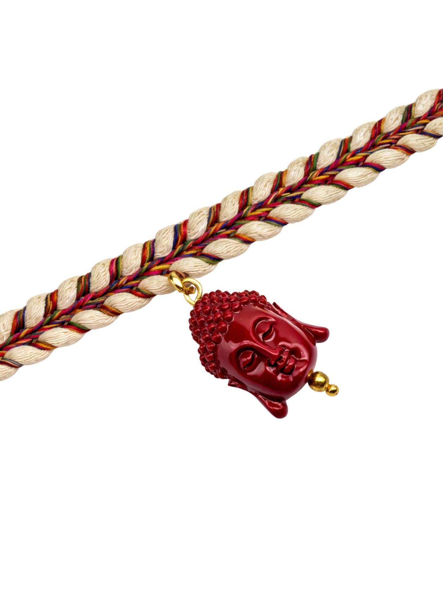 Red Buddha Multicolor Thread Rakhi Bracelet For Bhai Bhaiya Bro