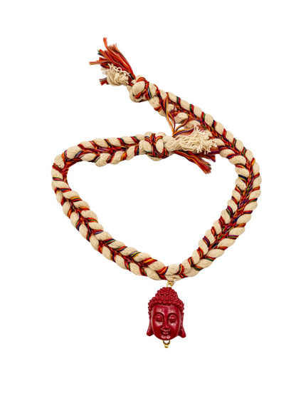 Red Buddha Multicolor Thread Rakhi Bracelet For Bhai Bhaiya Bro