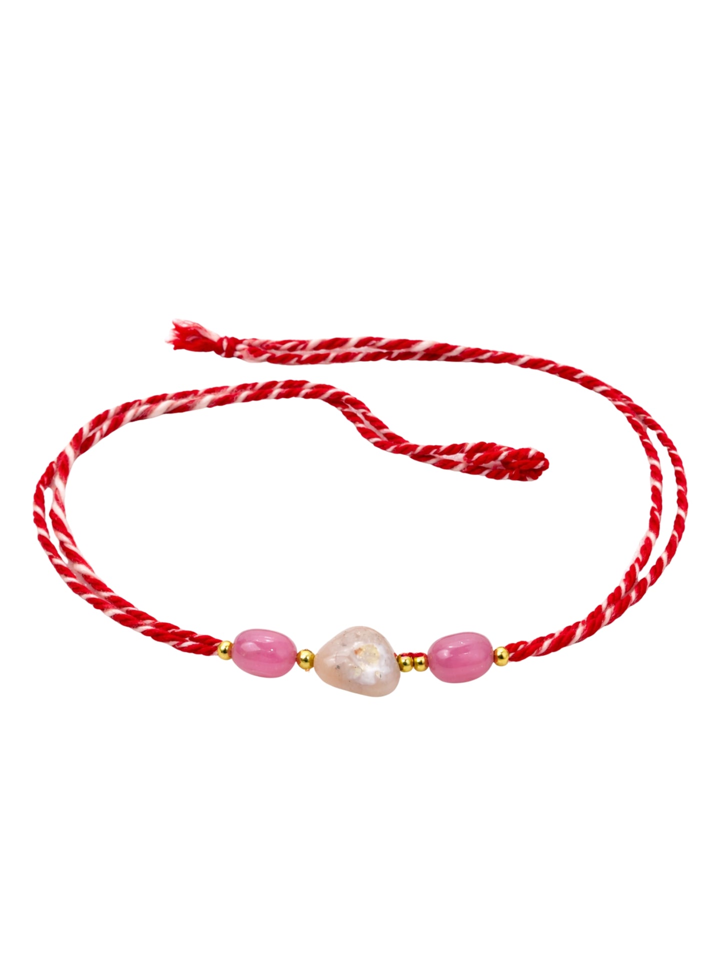 (Set of 2) Turquoise Heart Pink Bead Rakhi Bracelet for Bhai Bro