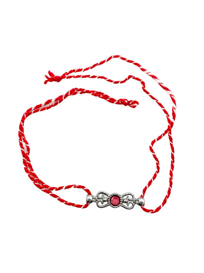 (Set of 3) Silver Motif Stone Rakhi Bracelet for Bhai Bro