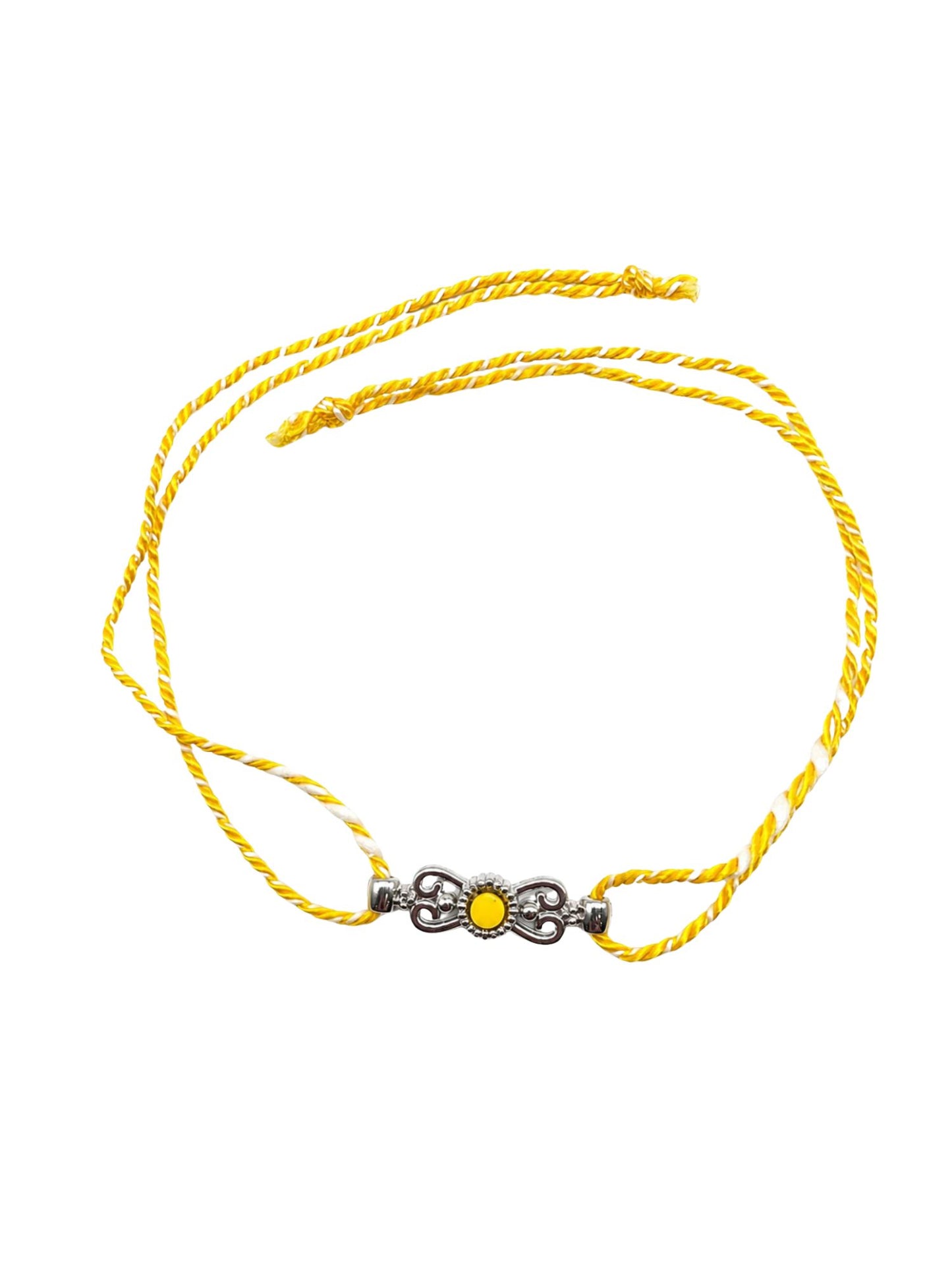 (Set of 3) Silver Motif Stone Rakhi Bracelet for Bhai Bro