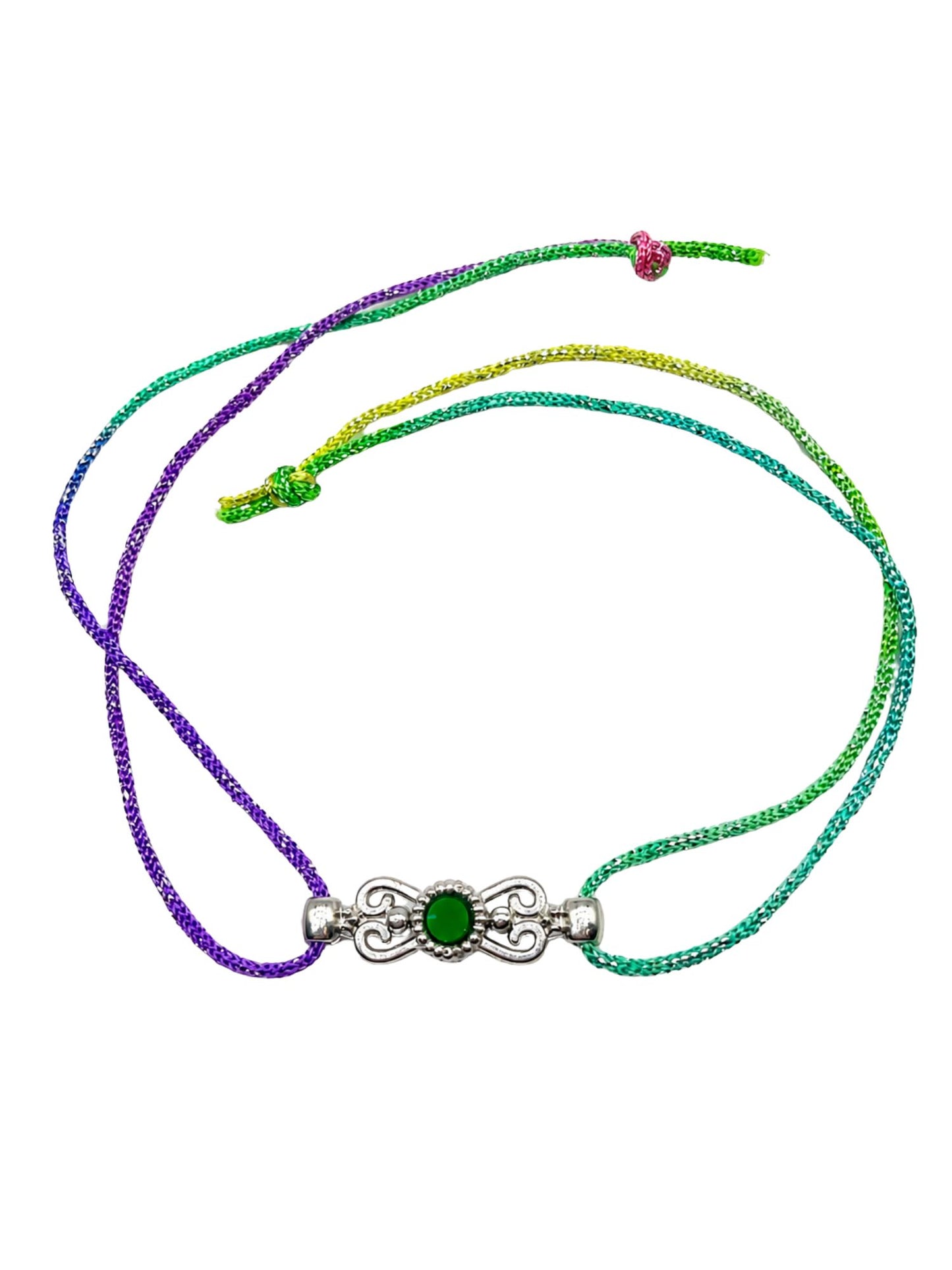 Green Silver Motif Rakhi Bracelet For Bhai Bhaiya Bro