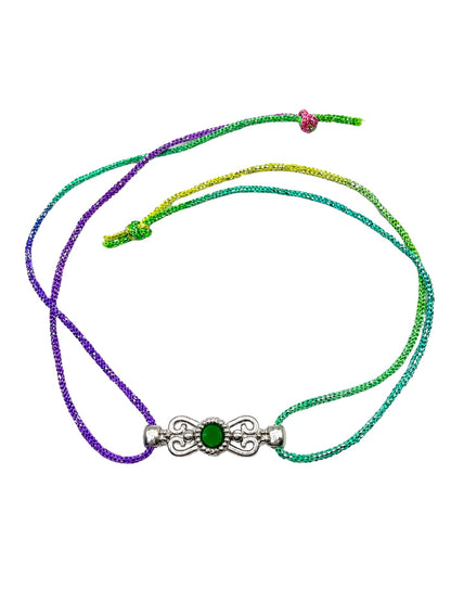 Green Silver Motif Rakhi Bracelet For Bhai Bhaiya Bro
