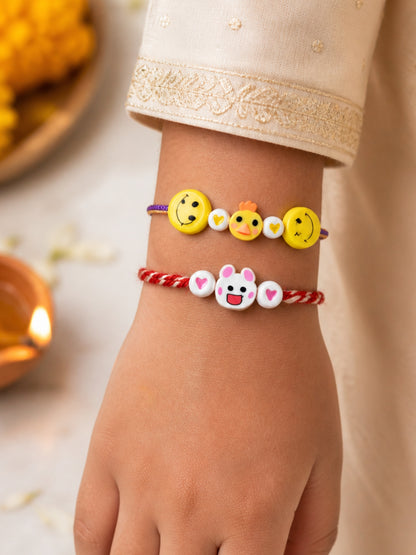 (Set of 2) Smiley Kids Cartoon Rakhi Bracelet Bro Gift